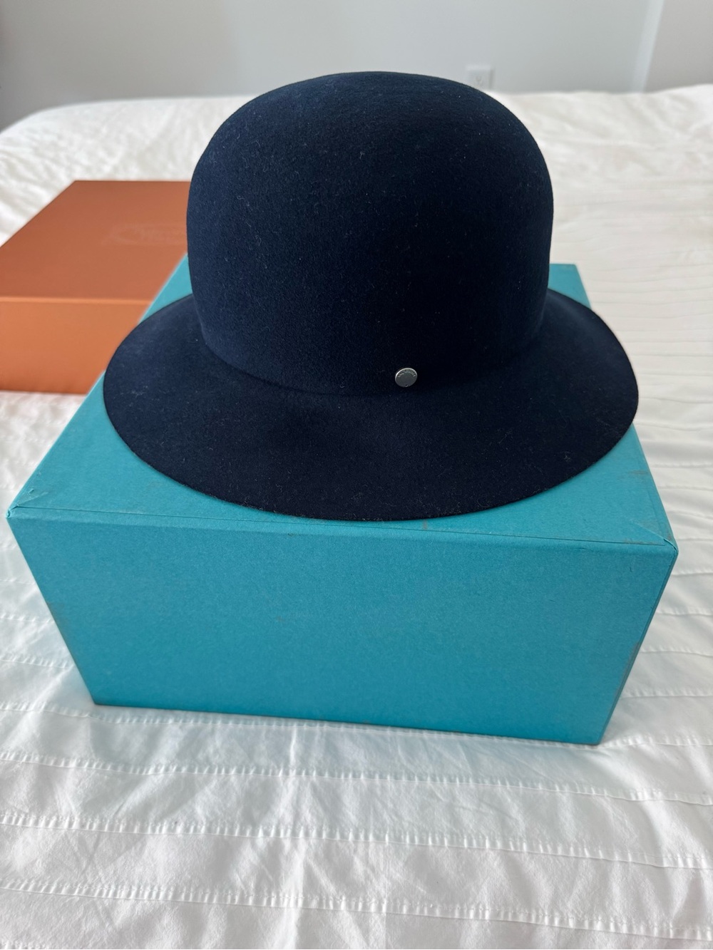 rag & bone Navy Felt Bow-Trim Hat